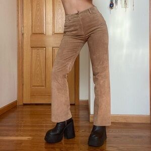Vintage Suede Leather Straight Leg / Bootcut Pants